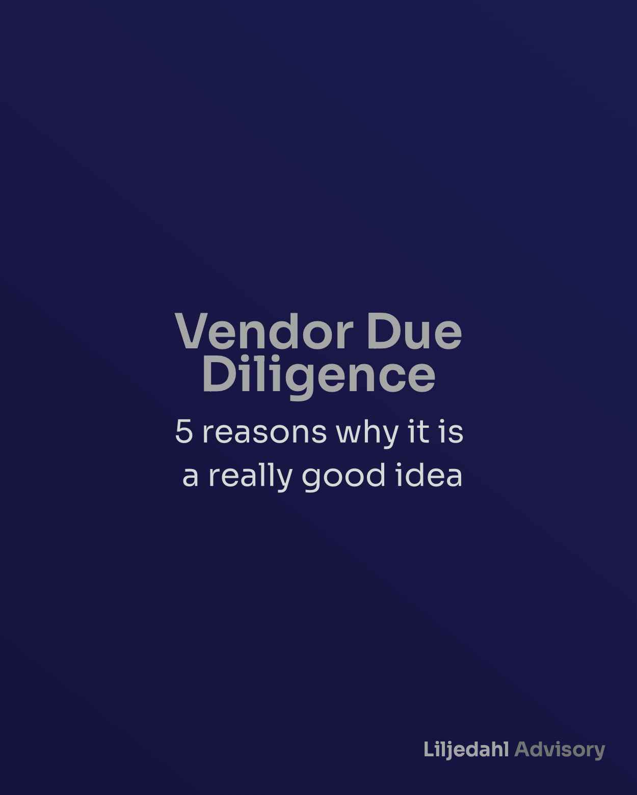 Vendor Due Diligence, originalsida 1