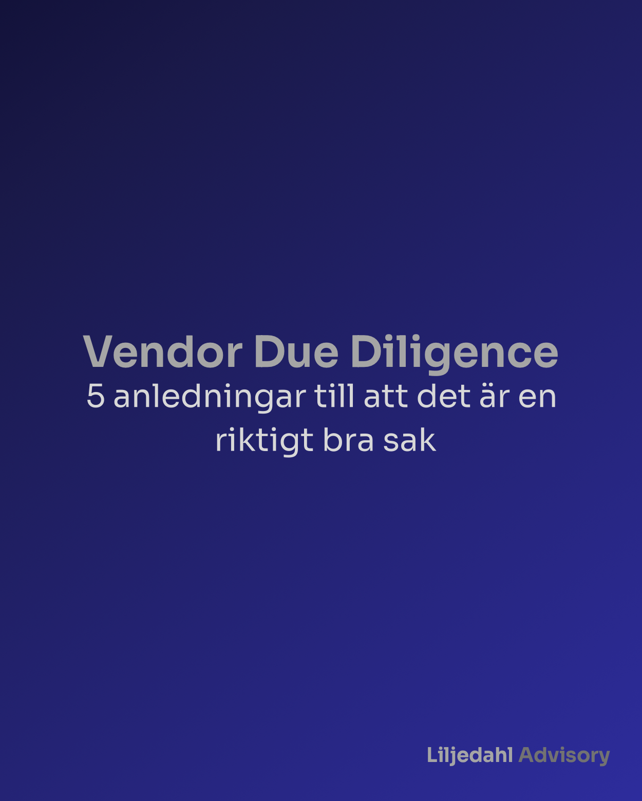 Vendor Due Diligence, original page 1